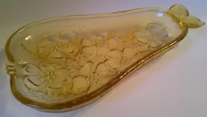 Vintage Hazel Atlas Yellow Depression Glass Pear Shaped Candy Dish Plate - Picture 1 of 7