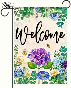 Spring Garden Flag 12X18 Double Sided Small Flags with Hydrangea Flowers Bees fo - Picture 1 of 8