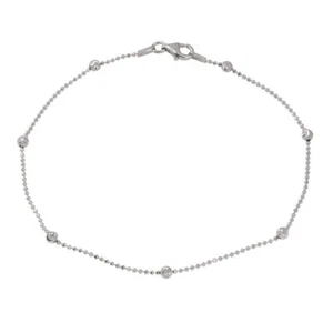 "Nuevo con etiquetas tobillo de cuentas de corte de diamante de plata esterlina 925 diseño de onda alternativa diseño de onda de 9" - Imagen 1 de 1