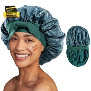 Silk Bonnet for Sleeping Women, Double Layer Satin Hair Bonnet Cap with Tie Band - Picture 1 of 8