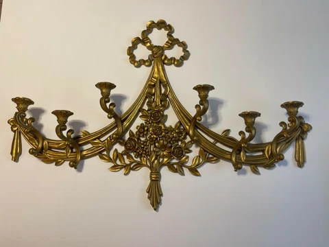 Syroco Gold 6 Arm Candelabra wall sconce. 70’s #4093 Cover