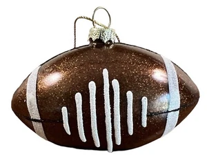Neu mit Etikett braun Fußball Sport glitzerndes Glas Glitzer Weihnachtsschmuck - Bild 1 von 4