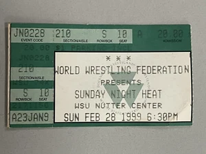 Raro Stub Biglietto WWF World Wrestling Federation Sunday Night Heat - Foto 1 di 2