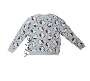 Sanrio Hello Kitty Graphic Red Bow Crewneck Sweatshirt Pullover - Picture 1 of 2