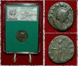 Antike Münze Römisches Reich SALONINA Juno hält Patera auf Rückseite Antoninianus - Bild 1 von 4