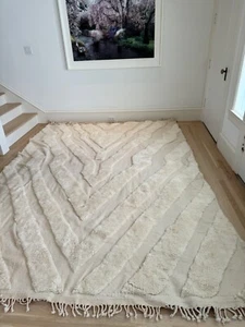 New Moroccan Berber White Rug Handmade Wool Boho Rug - Picture 1 of 9