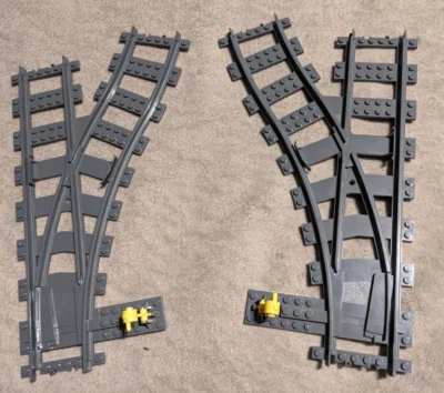 LEGO Left Right Train Track Switch Lot w/ Train Ground Throws 2861 2866 2859 - Image 1 of 2