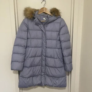 Uniqlo Girls Quilted Puffer Hooded Outwear Jacket. Light Blue. Excellent Cond - Picture 1 of 15