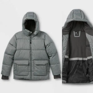 New ALL IN MOTION short Puffer Jacket Hoodie Kid Boys Youth Size 8-10 - Picture 1 of 3