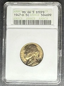 1947-D Jefferson Nickel ANACS MS-66 5FS, Buy 3 Items, Get $5 Off - Picture 1 of 2