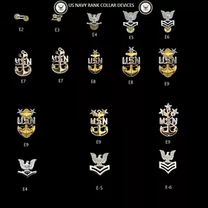 US NAVY COLLAR DISPOSITIVOS E-2 A E-9 CLUTCH PIN CÓDIGO DE VESTIMENTA OFICIAL WOW - Imagen 1 de 31