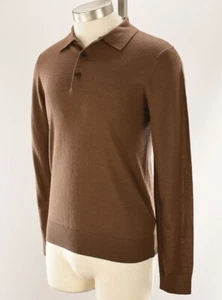 VINCE Mens Light Vicuna Long Sleeve Merino Wool Knit Polo Sweater XS NWT - Picture 1 of 2