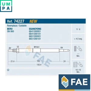 4x GLOW PLUG 74227 FOR SSANGYONG KYRON RODIUS REXTON/II D20DT 2.0L 4cyl KYRON - Picture 1 of 8