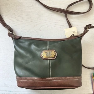 Borsa vintage Michael Stevens piccola retrò borsa a tracolla verde marrone boho Y2K NUOVA - Foto 1 di 9