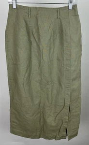 Vintage 90s Maxi Skirt Womens 26 High Waist Linen Cotton Blend Minimalist Slit - Picture 1 of 9