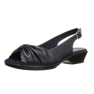 Easy Street Womens 8.5 WW Navy Faux Leather Fantasia Slingback Sandals NIB SM7 - Image 1 of 4