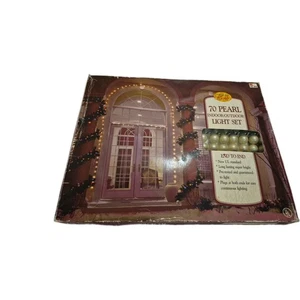 Vtg 70 Pearl Infoor Outdoor White Light Set Sold At Kmart Tested - Picture 1 of 7