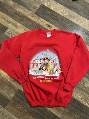 Vintage 90s Disneyland resort Christmas Sweatshirt Kids Size Small Red - Image 1 of 4
