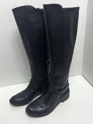 Botas de montar Gianni Bini Kassander de cuero negro tejido con tachuelas 7M cremallera tacón bloque Foto 1 de 4