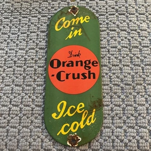 VINTAGE STIL ''ORANGE CRUSH'' TÜRDRÜCKER 9,5X3,5 ZOLL PORZELLANSCHILD - Bild 1 von 9