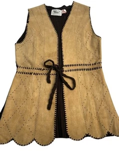 Vintage Suede And Knit Hippie Vest Cardigan Tie Front Women’s S Tami Sportswear - Picture 1 of 6