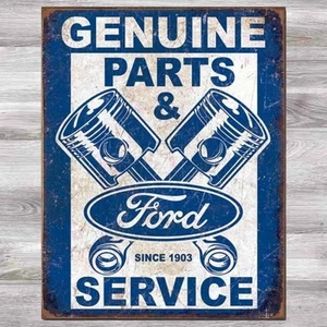 Ford Genuine Parts & Service 12.5" x 16" Vintage Novelty Metal Sign New! - Picture 1 of 2