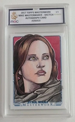 2017 TOPPS STAR WARS MASTERWORK SKETCH CARD 1/1 JYN ERSO MGC GOLD GRADED - Image 1 of 4