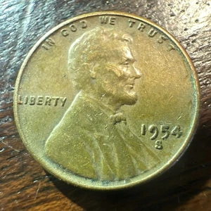1954 S Lincoln Wheat Penny Error Dye Chip On The 9 In The Date (Lot 10) - Picture 1 of 3