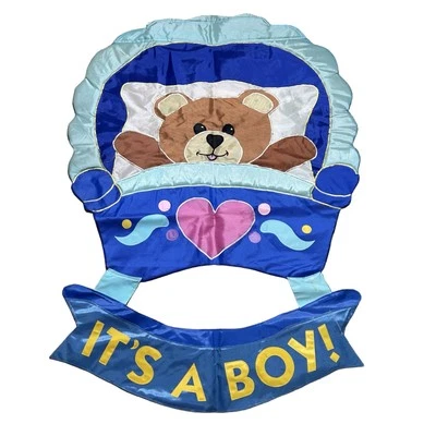 Bandera de casa vintage Brown Bear Its a Boy revelación de género azul 32 X 46 doble cara Foto 1 de 2