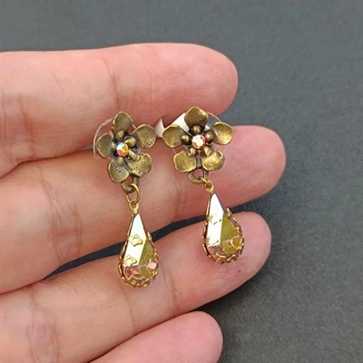 Pendientes colgantes Michal Negrin Post florales AB cristal gota vintage renacimiento delicado Foto 1 de 4
