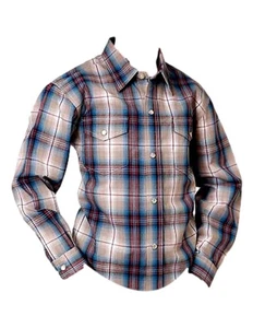Roper Western Shirt Boys Long Sleeve Plaid XS Wine 03-030-0278-1032 WI - Picture 1 of 2