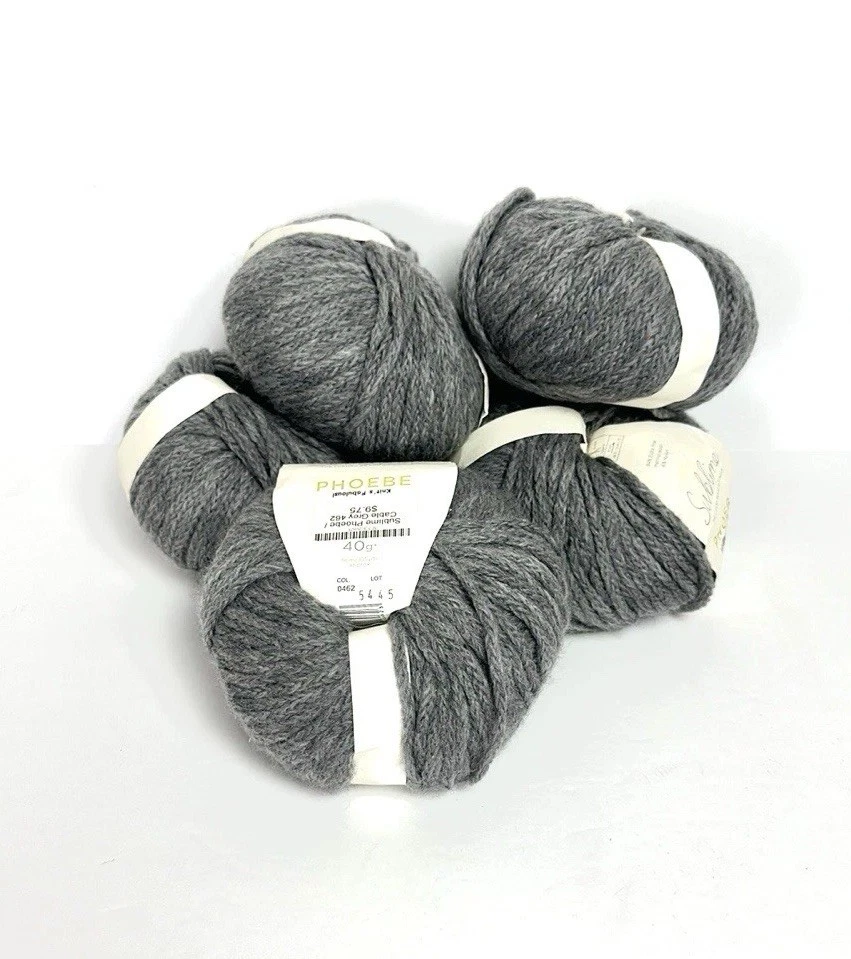 5 Skeins of Sublime By Sirdar Phoebe Gray Chunky Yarn Wool Italy 40 g 96 m Each - Image 1 of 4