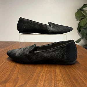 Birdies Blackbird Calf Hair Loafers Sz 9 Black Slip On Women’s Flat Shoe Narrow - Picture 1 of 6