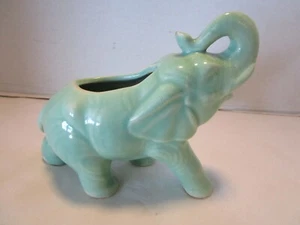 Vintage Pottery Elephant Planter Celadon Green 1950’s 6' wide MCM - Picture 1 of 18