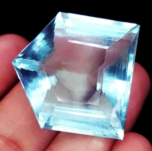 Piedras preciosas sueltas azul aguamarina transparente 55+ quilates certificadas gema de forma elegante W571 - Imagen 1 de 12