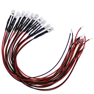 10 x 5mm LED, 5Volt, rot; mit 20cm Kabel u. Vorwiderstand - Bild 1 von 4