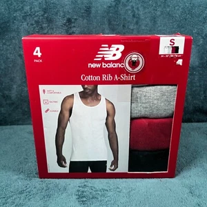 New Balance NB3086-4 Men Multicolor 4 Pack Premium Cotton Ribbed Tank Tops S - Picture 1 of 5