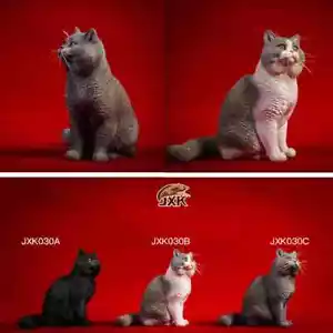 JXK 1/6 British Shorthair Cat Figure Cute Pet Animal Model Toys Xmas Gift Decor - Picture 1 of 4