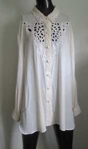 Vintage Bob Mackie Wearable Art Größe 2X 100 % Seide Elfenbein Stickerei Tunika Bluse - Bild 1 von 13
