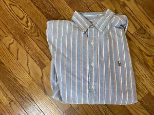 Men's Ralph Lauren Classic Fit Blue Striped Button-Down Shirt, Size Large - Picture 1 of 5
