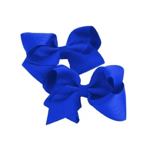 2er Set Mädchen königsblau Band Stoff Schleife Alligator Haar Schnabel Concord Clips - Bild 1 von 2