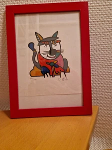 Otmar Alt - Bild KATZE - mit schönem Rahmen - fertig zum Aufhängen - Bild 1 von 2