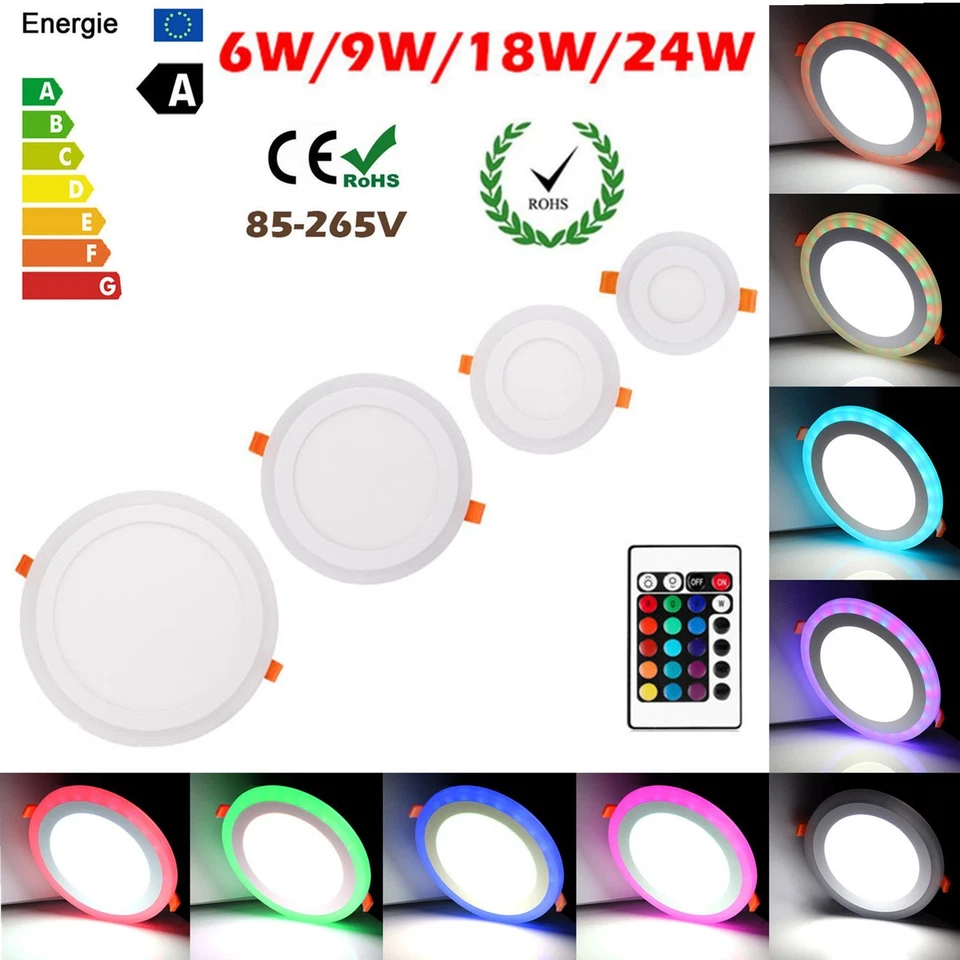 White RGB Dual Color LED Light LED Ceiling Recessed Panel Downlight Spot Lamp AC - Image 1 of 4