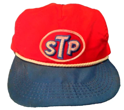 Vintage STP Red Blue Hat Cap with white cord and snap back - Image 1 of 2