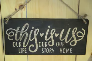 This is us farmhouse Home Decor Rustic Primitive wood Sign USA - Picture 1 of 3