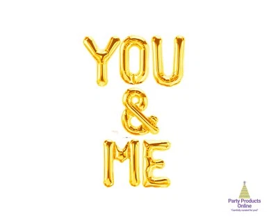 YOU & ME Letter Balloon Banner - Gold, Rose Gold, Silver Party Decorations - Image 1 of 4