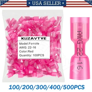100-500X Spaten Schrumpf Draht Verbinder 22-16 AWG Buchse Crimp Klemmen Rot - Bild 1 von 8
