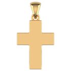14K Solid Gold Men's Plain Thick Heavy Cross Pendant - Made In Usa