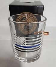 New Old Southern Brass .308 Copper Bullet 10 OZ Whiskey Glass Blue Line