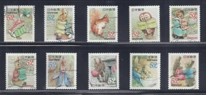 Japan 2015 Peter Rabbit by Beatrix Potter Complete Used Set Sc# 3782 a-j - Picture 1 of 1